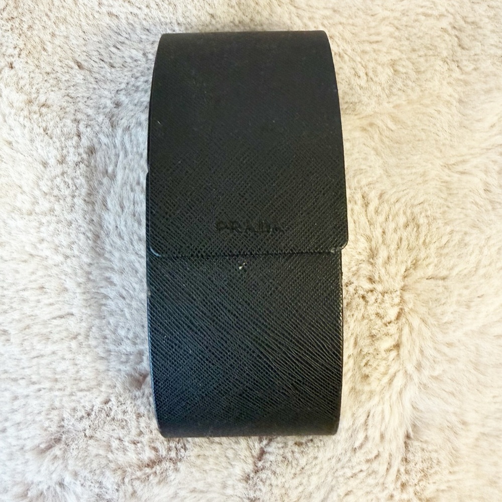 PRADA Black Leather Authentic Sunglasses Case Magnetic Closure